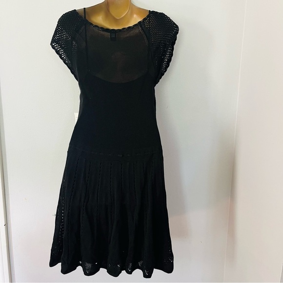 Victoria’s Secret Black Crochet Knit Dress | Boho Beach Cover Up Resort Midi m - Picture 4 of 6